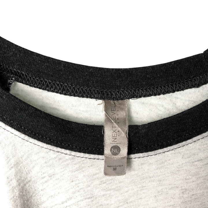 NEXT LEVEL DEF LEPPARD 3/4 Sleeve Raglan Band T-Shirt, Men's Medium, Crew Neck polyester gray type Vintage Second Hand