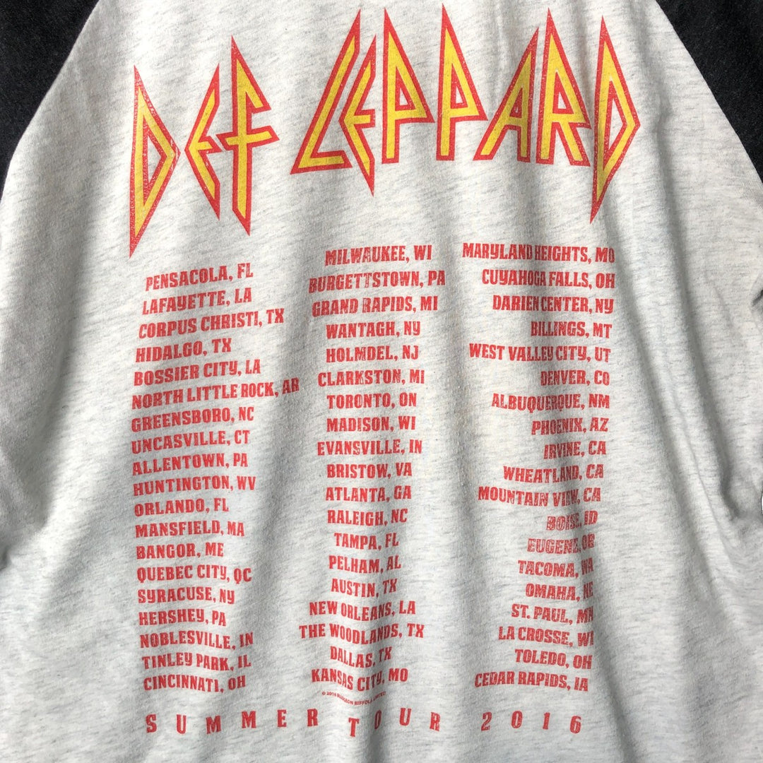 NEXT LEVEL DEF LEPPARD 3/4 Sleeve Raglan Band T-Shirt, Men's Medium, Crew Neck polyester gray type Vintage Second Hand