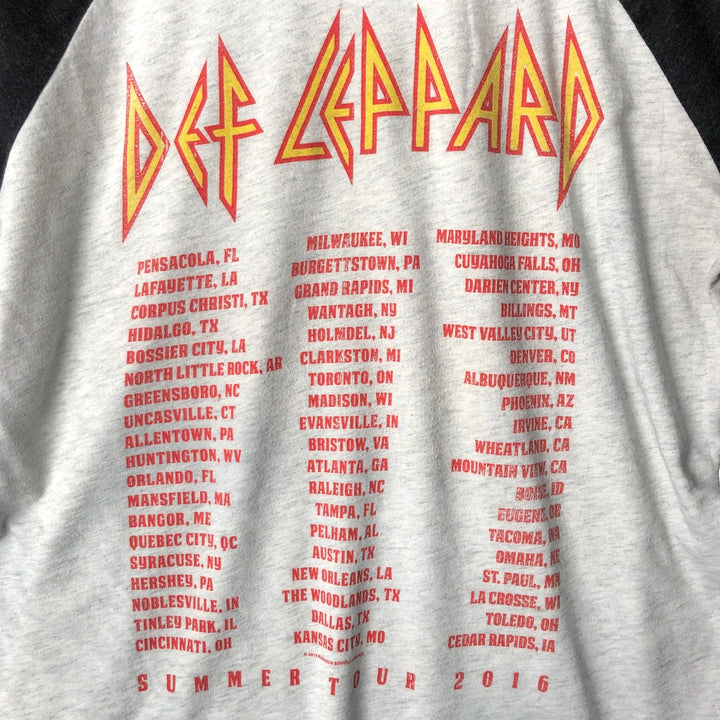 NEXT LEVEL DEF LEPPARD 3/4 Sleeve Raglan Band T-Shirt, Men's Medium, Crew Neck polyester gray type Vintage Second Hand