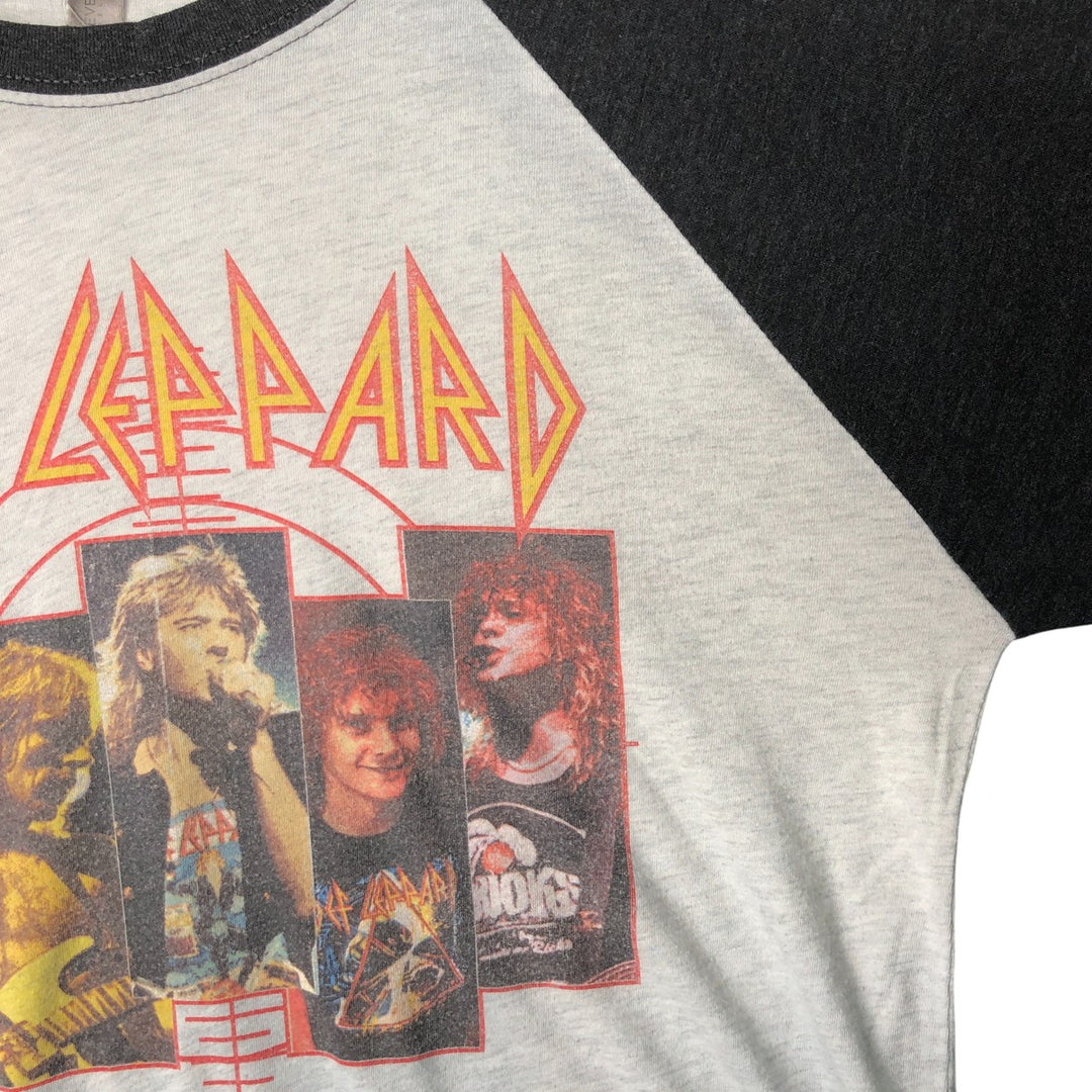 NEXT LEVEL DEF LEPPARD 3/4 Sleeve Raglan Band T-Shirt, Men's Medium, Crew Neck polyester gray type Vintage Second Hand