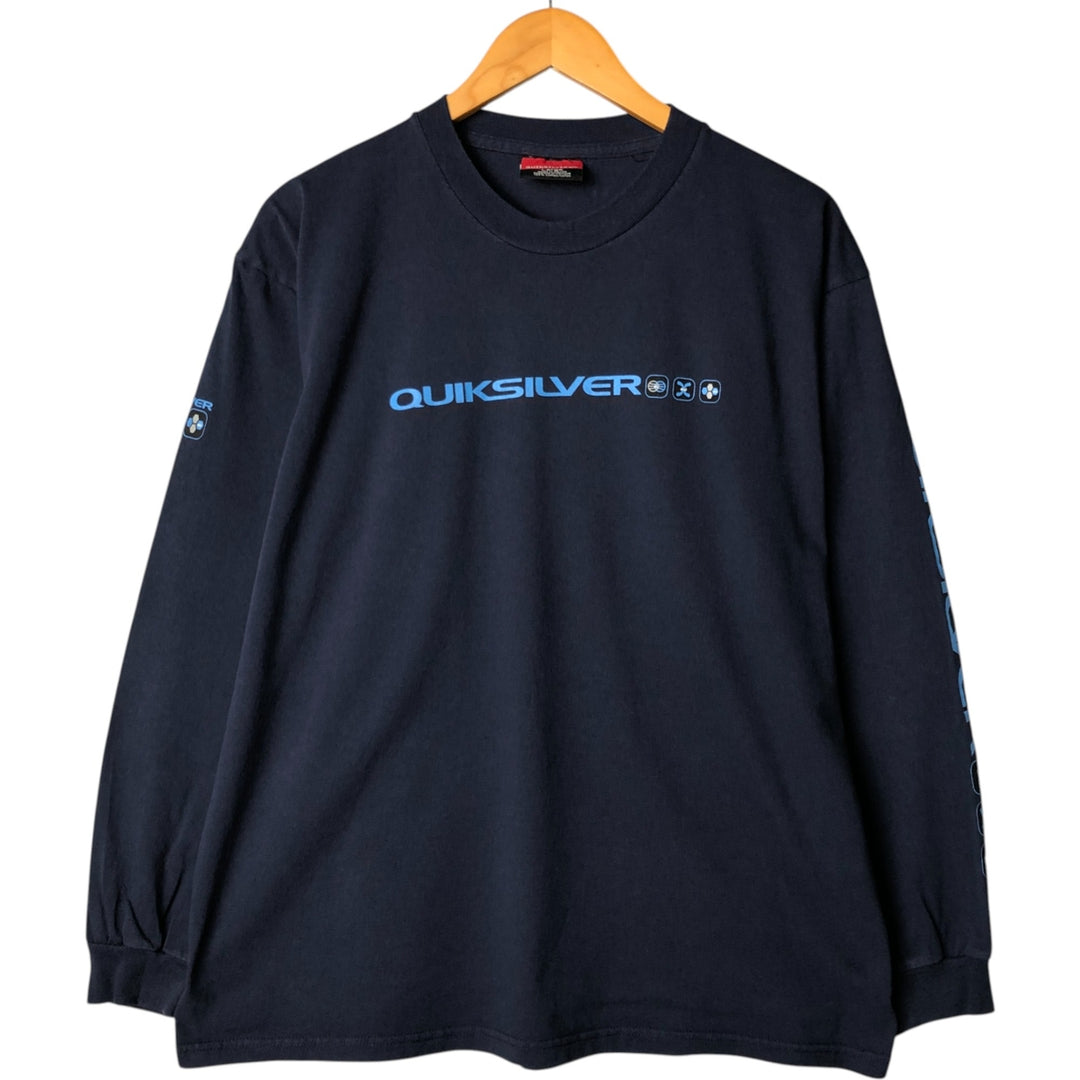 90s-00'S QUICKSILVER Long Sleeve T-Shirt, Men's Size L cotton navy blue type Vintage Second Hand