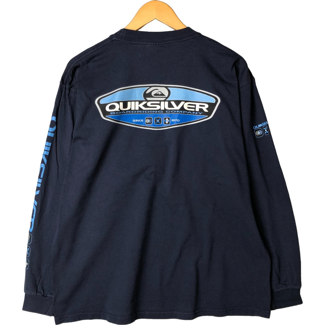 90s-00'S QUICKSILVER Long Sleeve T-Shirt, Men's Size L cotton navy blue type Vintage Second Hand