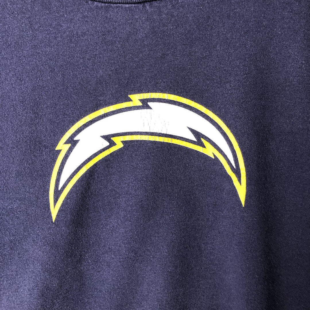 Reebok NFL Los Angeles Chargers Long Sleeve T-Shirt, Men's Size Medium cotton navy blue type Vintage Second Hand