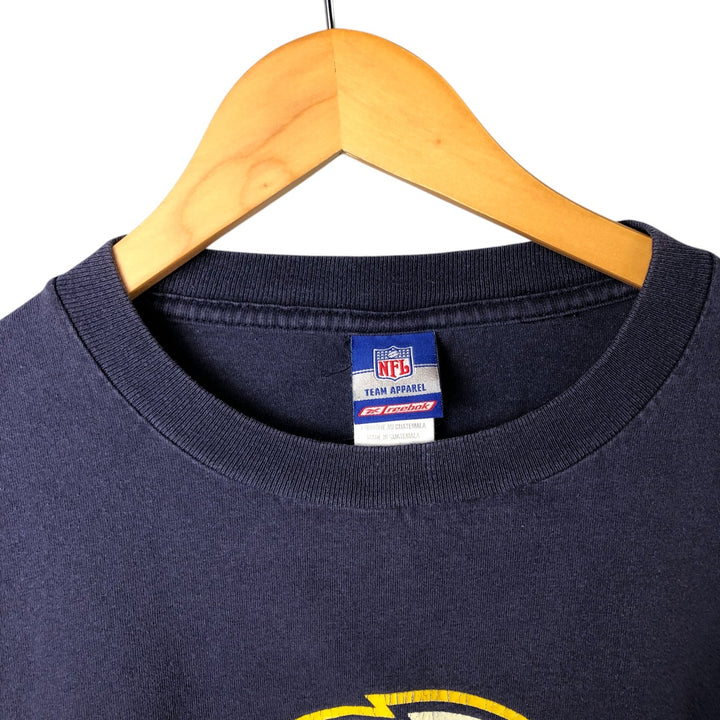 Reebok NFL Los Angeles Chargers Long Sleeve T-Shirt, Men's Size Medium cotton navy blue type Vintage Second Hand