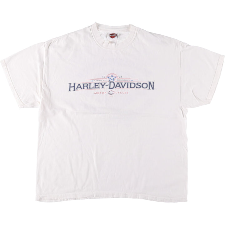 00'S Harley-Davidson Motorcycle Bike T-shirt Made in USA Men's XL cotton white type Vintage Second Hand