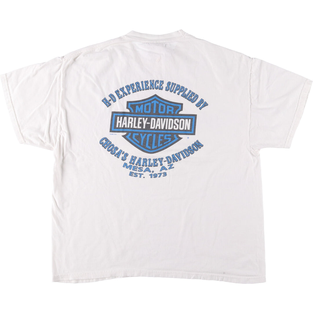 00'S Harley-Davidson Motorcycle Bike T-shirt Made in USA Men's XL cotton white type Vintage Second Hand