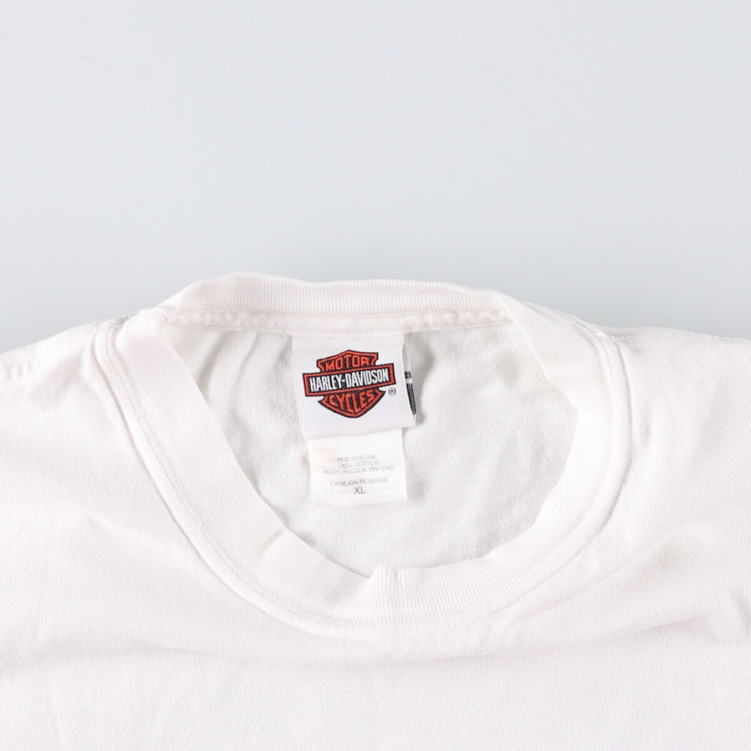 00'S Harley-Davidson Motorcycle Bike T-shirt Made in USA Men's XL cotton white type Vintage Second Hand