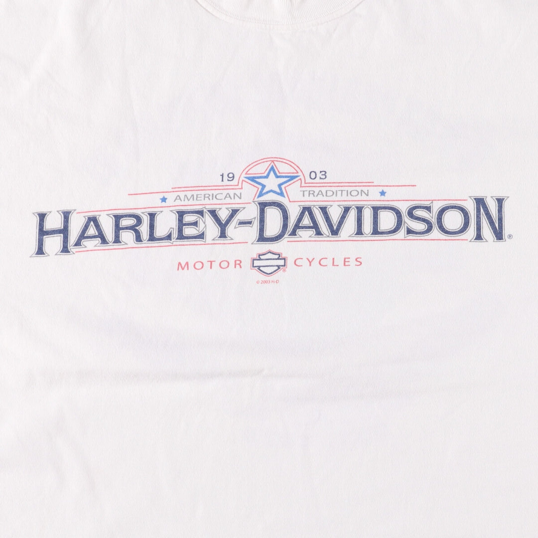 00'S Harley-Davidson Motorcycle Bike T-shirt Made in USA Men's XL cotton white type Vintage Second Hand
