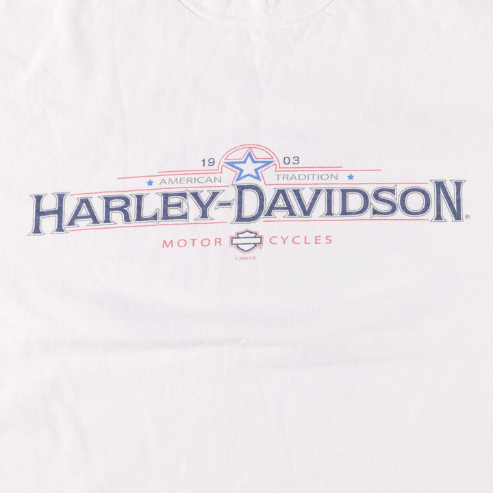 00'S Harley-Davidson Motorcycle Bike T-shirt Made in USA Men's XL cotton white type Vintage Second Hand