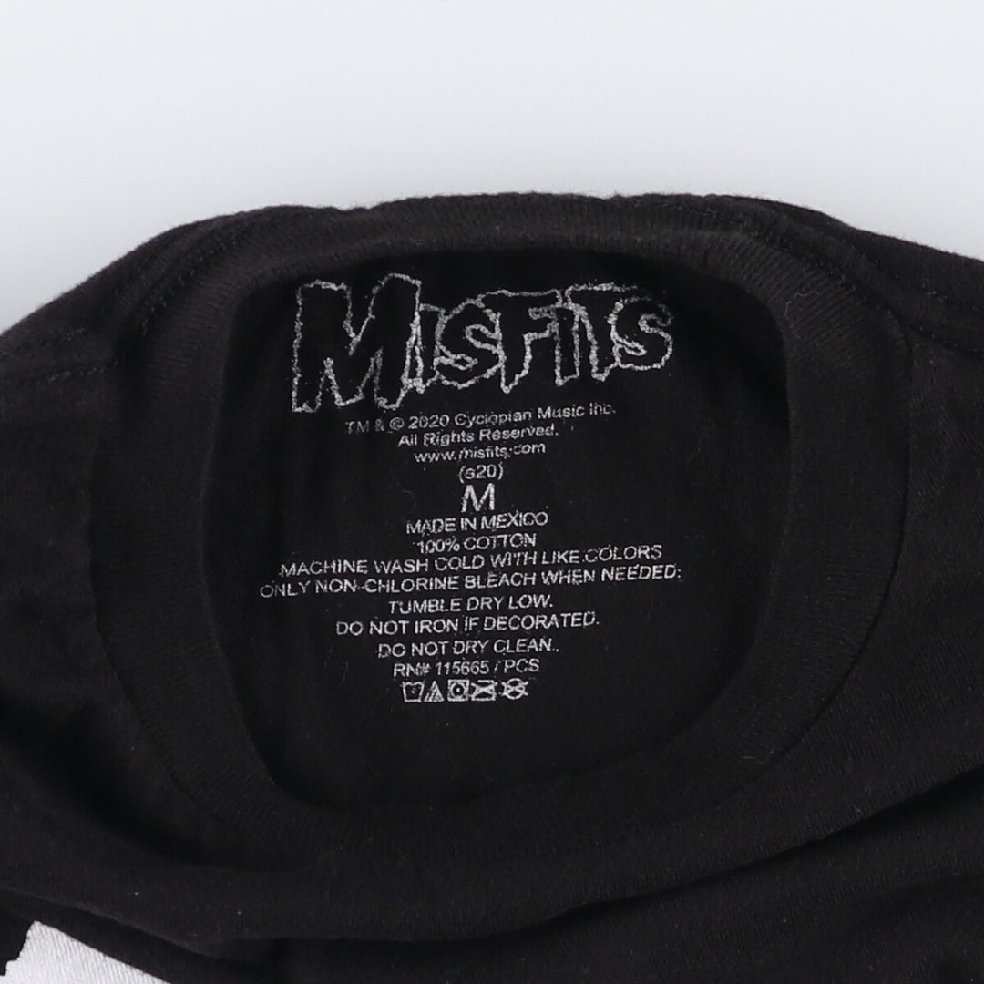 MISFITS Skull Pattern Band T-shirt, Men's M size cotton black type Vintage Second Hand