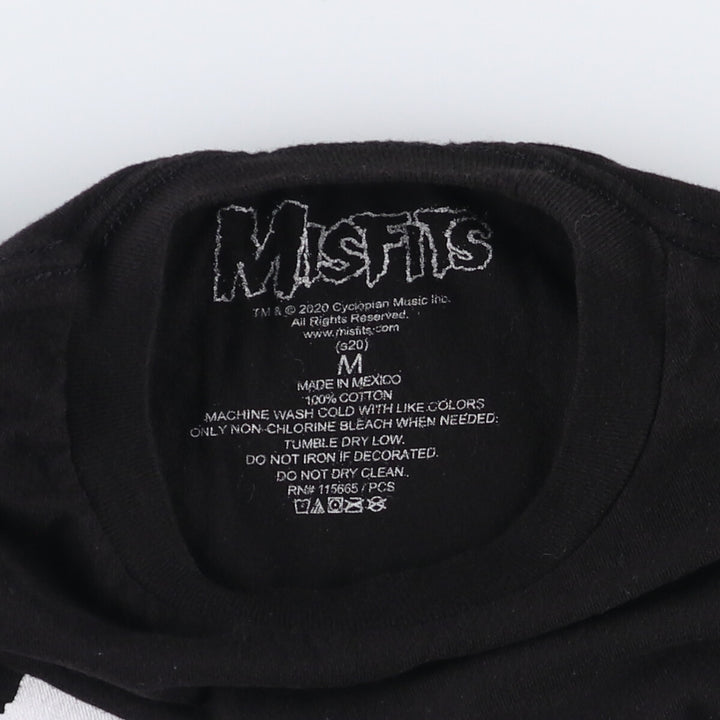 MISFITS Skull Pattern Band T-shirt, Men's M size cotton black type Vintage Second Hand