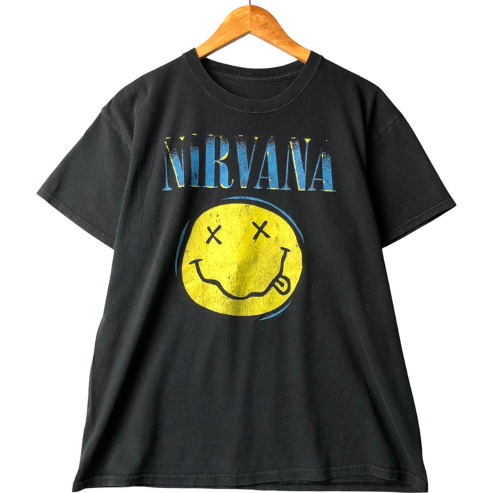 NIRVANA Nirvana Band T-shirt, Band T, Men's L size unclear black type Vintage Second Hand