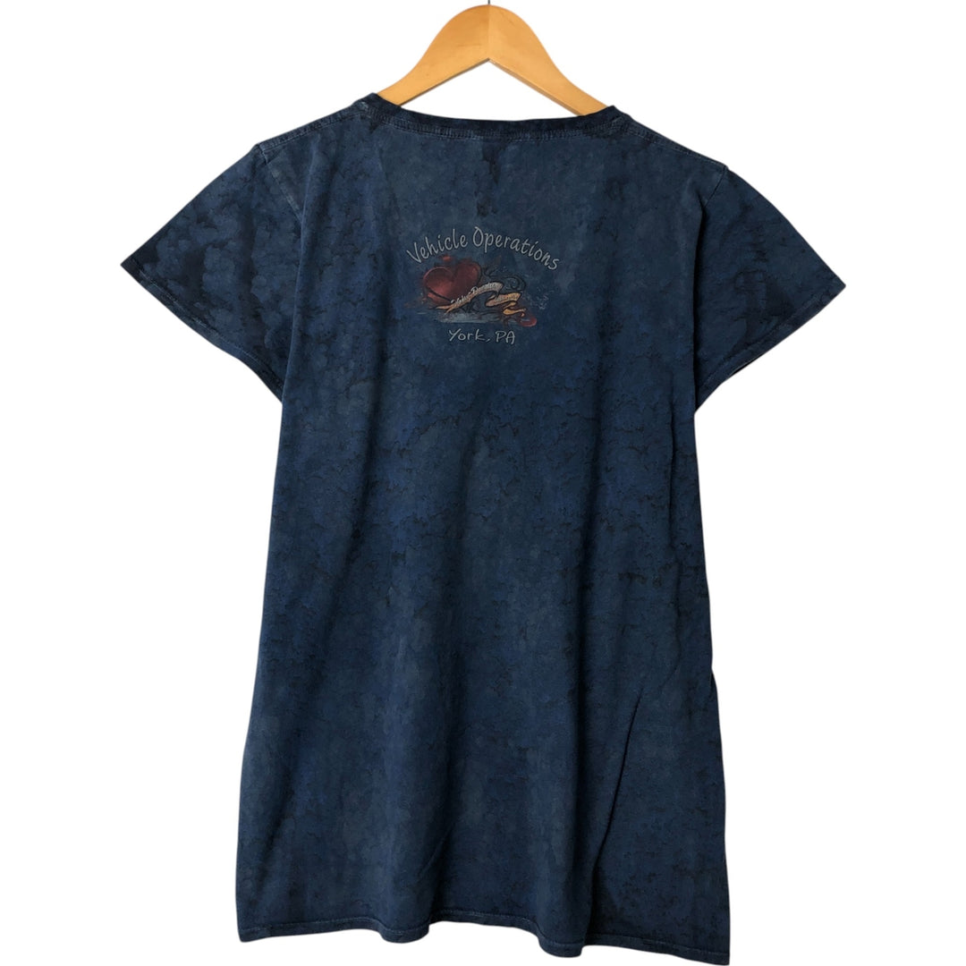 00'S Harley-Davidson All-over Print V-Neck Motorcycle Bike T-Shirt, Women's Size S cotton navy blue type Vintage Second Hand