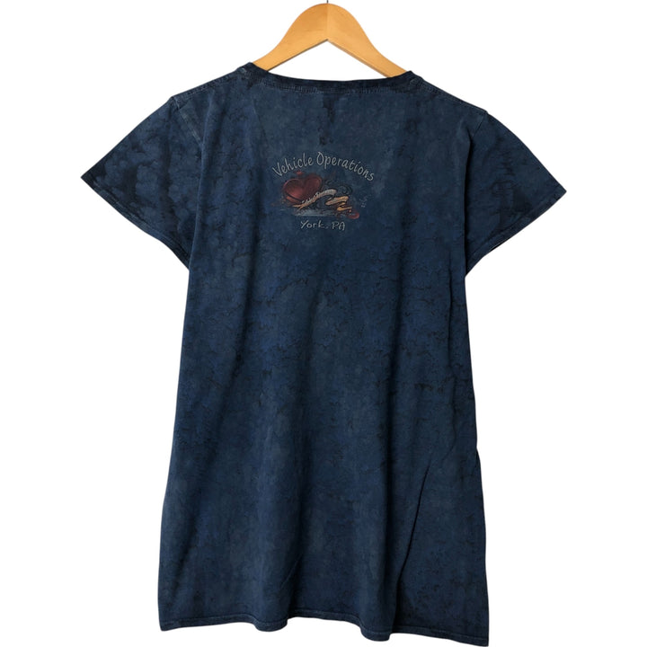 00'S Harley-Davidson All-over Print V-Neck Motorcycle Bike T-Shirt, Women's Size S cotton navy blue type Vintage Second Hand