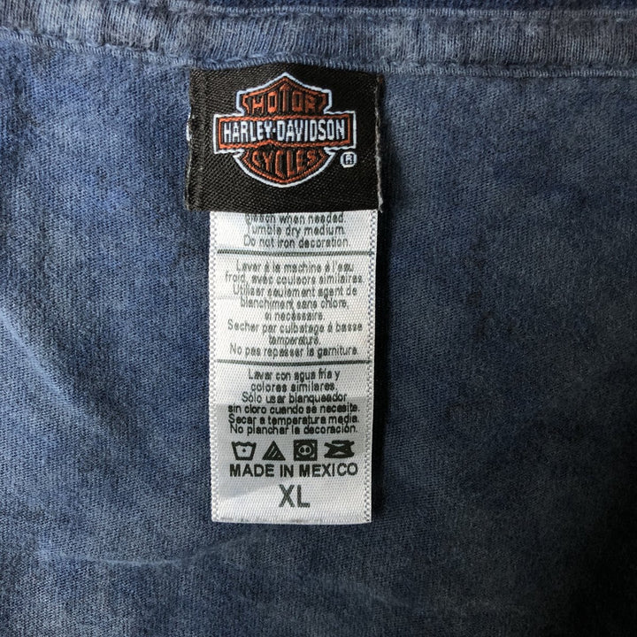 00'S Harley-Davidson All-over Print V-Neck Motorcycle Bike T-Shirt, Women's Size S cotton navy blue type Vintage Second Hand