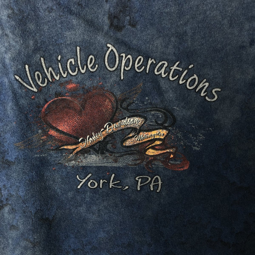 00'S Harley-Davidson All-over Print V-Neck Motorcycle Bike T-Shirt, Women's Size S cotton navy blue type Vintage Second Hand