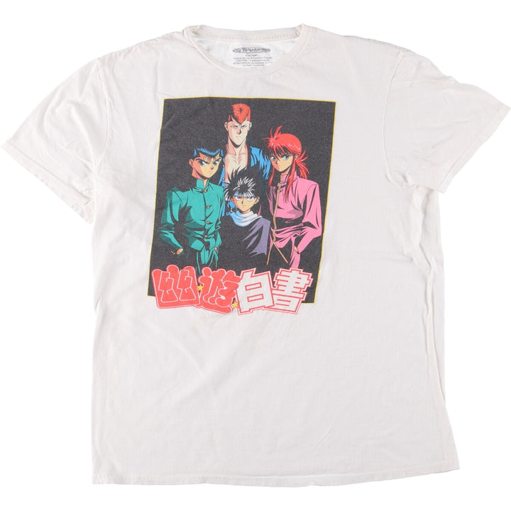 YUYUHAKUSYO Yu Yu Hakusho Anime Character Print T-Shirt Men's L size cotton white type Vintage Second Hand