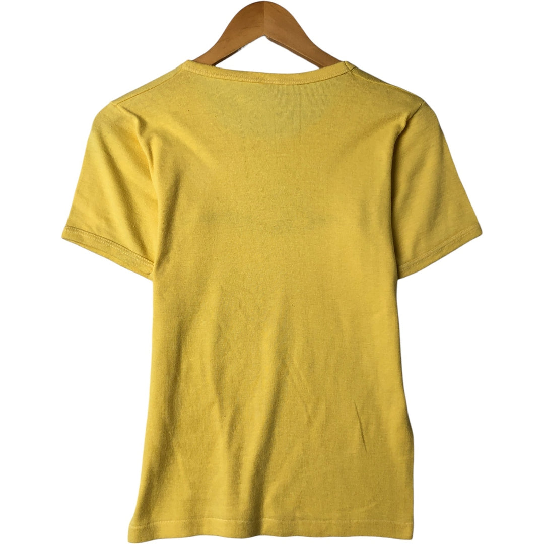 Vintage 70s-80'S SPORTIGUE printed T-shirt made in USA, size L for men polyester yellow type Vintage Second Hand