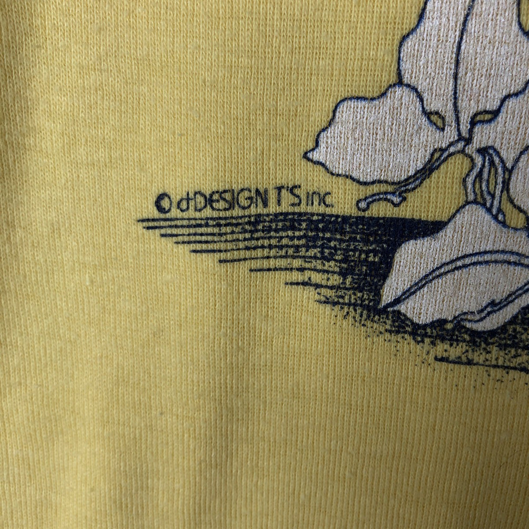 Vintage 70s-80'S SPORTIGUE printed T-shirt made in USA, size L for men polyester yellow type Vintage Second Hand