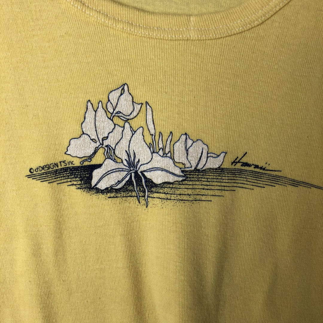 Vintage 70s-80'S SPORTIGUE printed T-shirt made in USA, size L for men polyester yellow type Vintage Second Hand