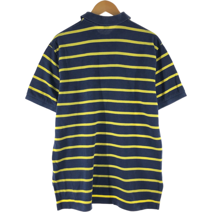 Ralph Lauren POLO by Ralph Lauren short sleeve striped polo shirt, men's XL size cotton navy blue type Vintage Second Hand