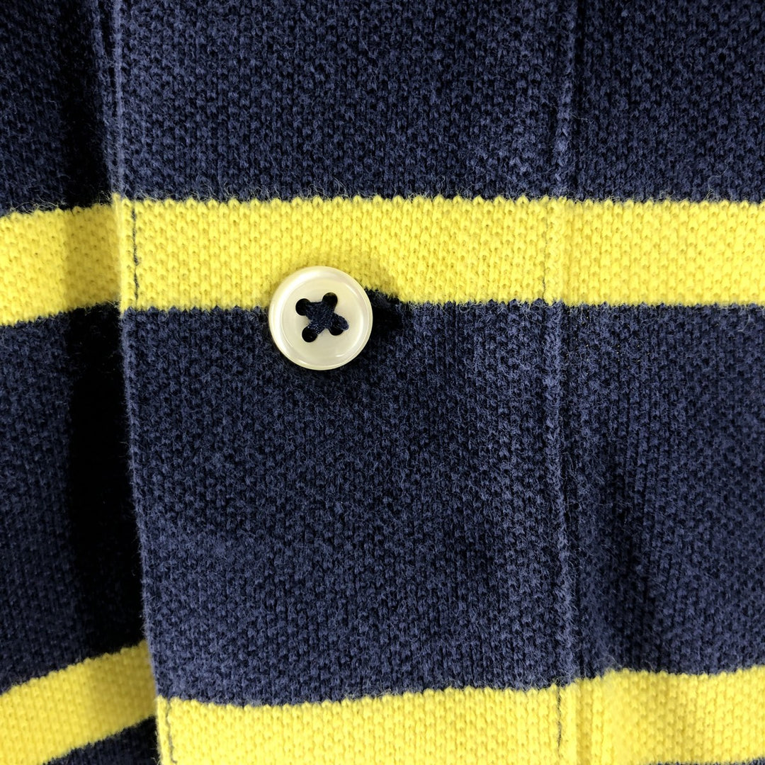 Ralph Lauren POLO by Ralph Lauren short sleeve striped polo shirt, men's XL size cotton navy blue type Vintage Second Hand