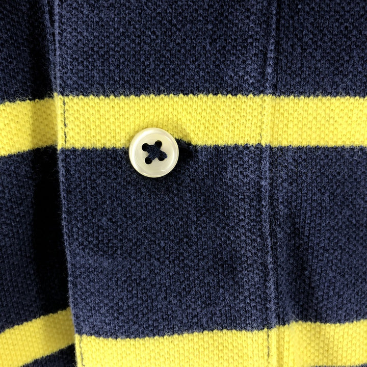 Ralph Lauren POLO by Ralph Lauren short sleeve striped polo shirt, men's XL size cotton navy blue type Vintage Second Hand