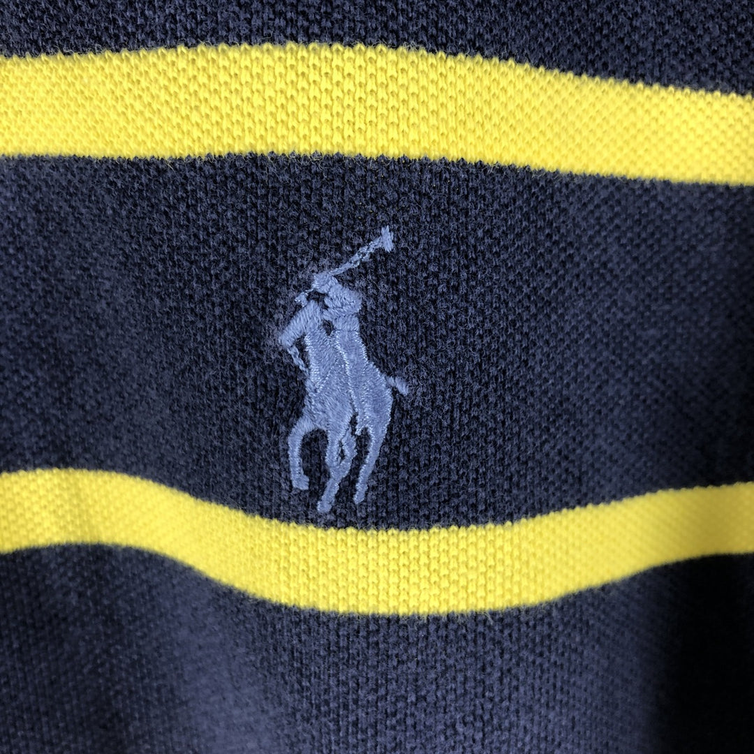 Ralph Lauren POLO by Ralph Lauren short sleeve striped polo shirt, men's XL size cotton navy blue type Vintage Second Hand