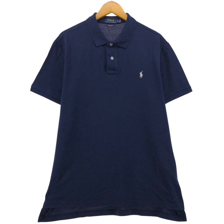 Ralph Lauren POLO RALPH LAUREN STRETCH MASH short-sleeved polo shirt, men's size XL cotton navy blue type Vintage Second Hand