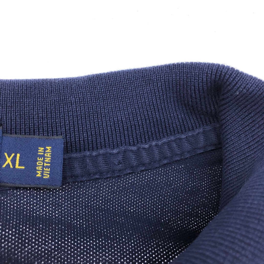 Ralph Lauren POLO RALPH LAUREN STRETCH MASH short-sleeved polo shirt, men's size XL cotton navy blue type Vintage Second Hand