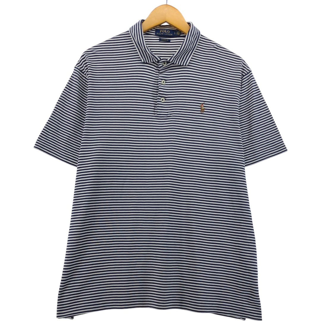 Ralph Lauren POLO RALPH LAUREN CLASSIC FIT short sleeve striped polo shirt men's size L cotton white type Vintage Second Hand