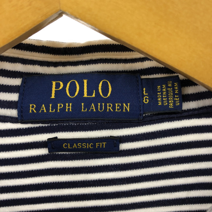 Ralph Lauren POLO RALPH LAUREN CLASSIC FIT short sleeve striped polo shirt men's size L cotton white type Vintage Second Hand