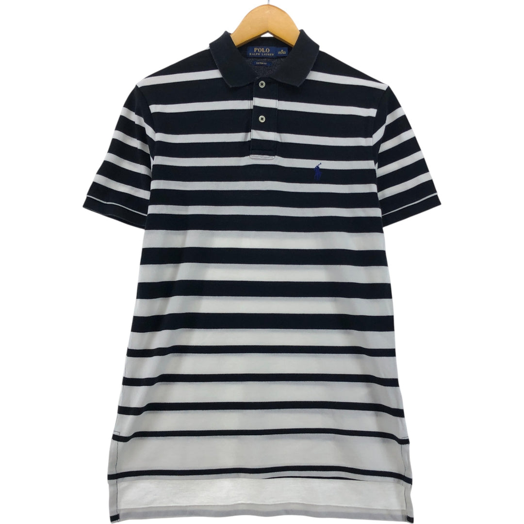 Ralph Lauren POLO RALPH LAUREN CUSTOM FIT short sleeve striped polo shirt men's size M cotton black type Vintage Second Hand