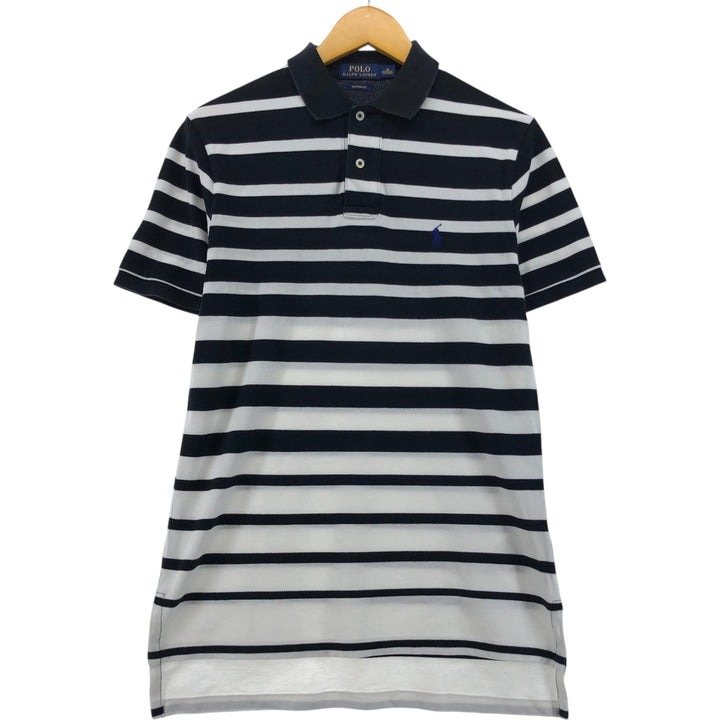 Ralph Lauren POLO RALPH LAUREN CUSTOM FIT short sleeve striped polo shirt men's size M cotton black type Vintage Second Hand