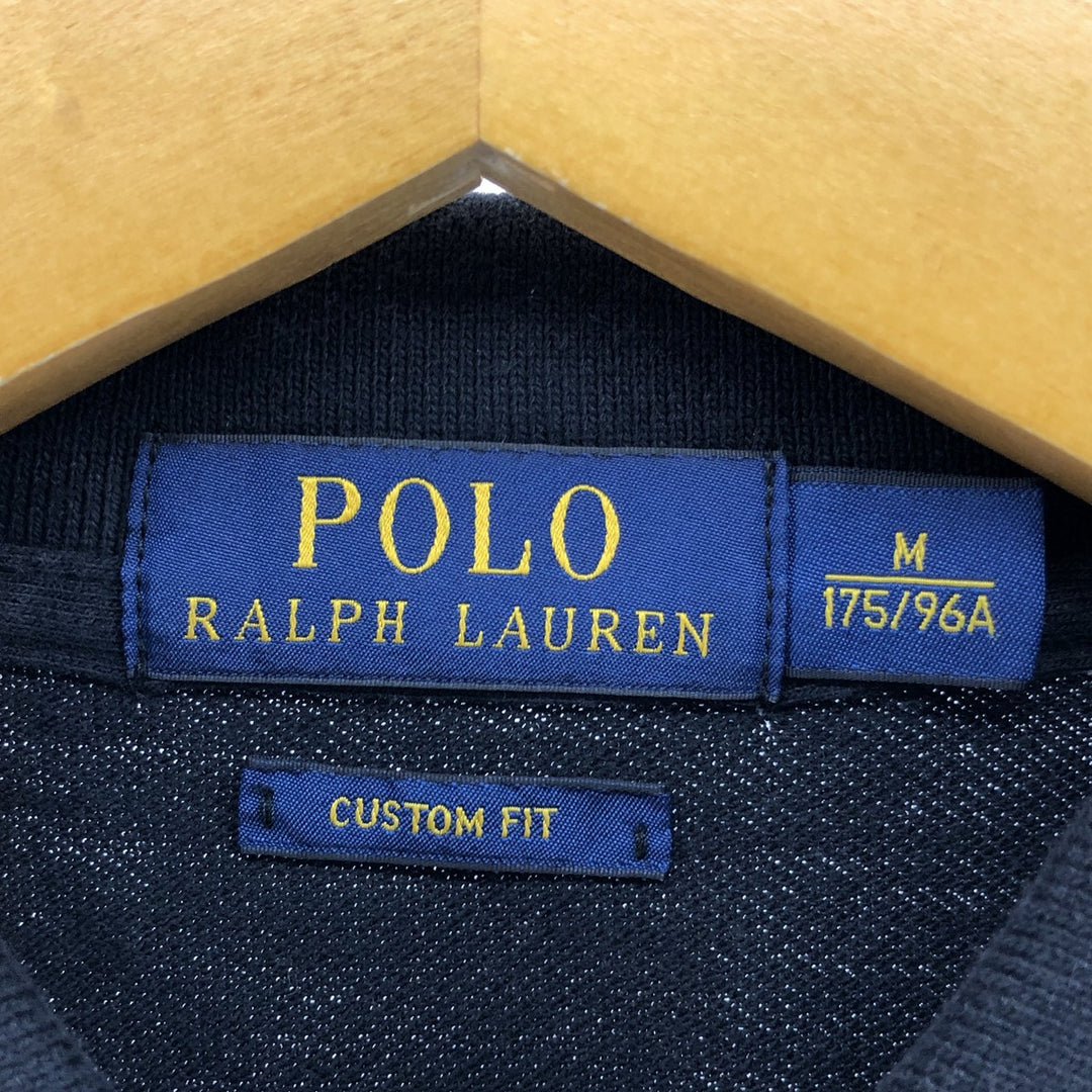Ralph Lauren POLO RALPH LAUREN CUSTOM FIT short sleeve striped polo shirt men's size M cotton black type Vintage Second Hand