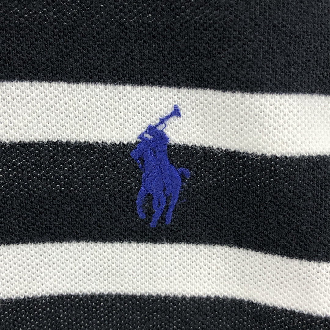 Ralph Lauren POLO RALPH LAUREN CUSTOM FIT short sleeve striped polo shirt men's size M cotton black type Vintage Second Hand