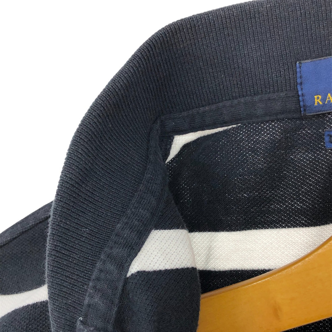 Ralph Lauren POLO RALPH LAUREN CUSTOM FIT short sleeve striped polo shirt men's size M cotton black type Vintage Second Hand