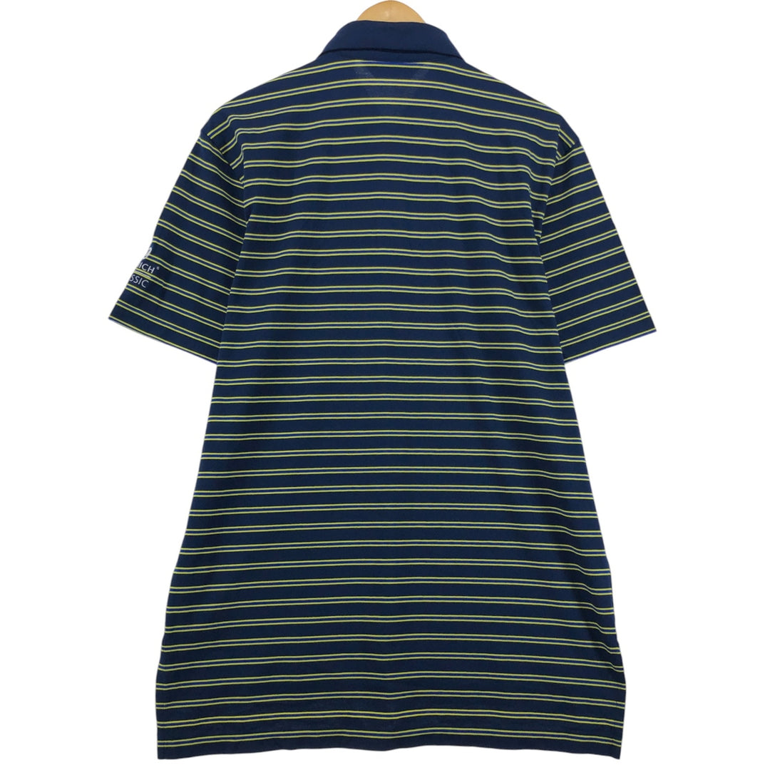 Ralph Lauren POLO GOLF Multi-border short sleeve striped polo shirt, men's size M cotton navy blue type Vintage Second Hand