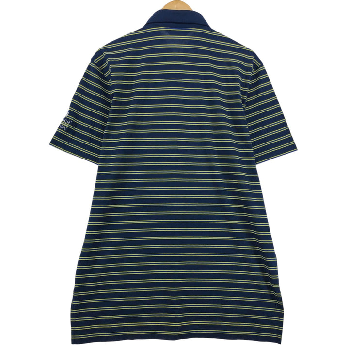 Ralph Lauren POLO GOLF Multi-border short sleeve striped polo shirt, men's size M cotton navy blue type Vintage Second Hand