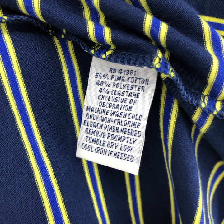 Ralph Lauren POLO GOLF Multi-border short sleeve striped polo shirt, men's size M cotton navy blue type Vintage Second Hand