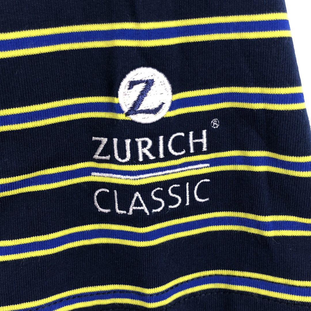 Ralph Lauren POLO GOLF Multi-border short sleeve striped polo shirt, men's size M cotton navy blue type Vintage Second Hand