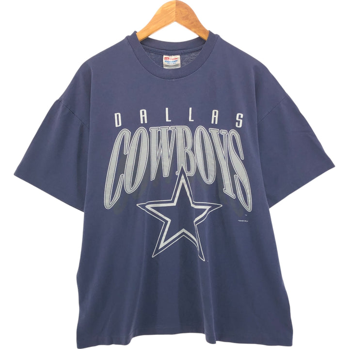 90'S Hanes Heavyweight NFL Dallas Cowboys Logo Print T-Shirt Men's XL Vintage cotton navy blue type Vintage Second Hand