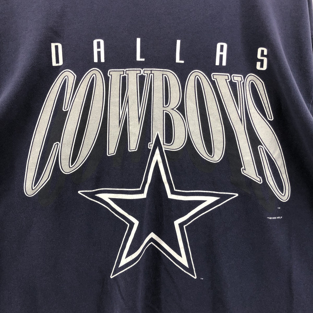 90'S Hanes Heavyweight NFL Dallas Cowboys Logo Print T-Shirt Men's XL Vintage cotton navy blue type Vintage Second Hand