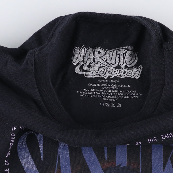 00'S NARUTO SHIPPUDEN Naruto Shippuden Uchiha Sasuke Anime Character Print T-Shirt Men's M size cotton black type Vintage Second Hand