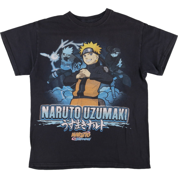 00'S NARUTO SHIPPUDEN Anime Character Print T-Shirt Men's M size cotton black type Vintage Second Hand