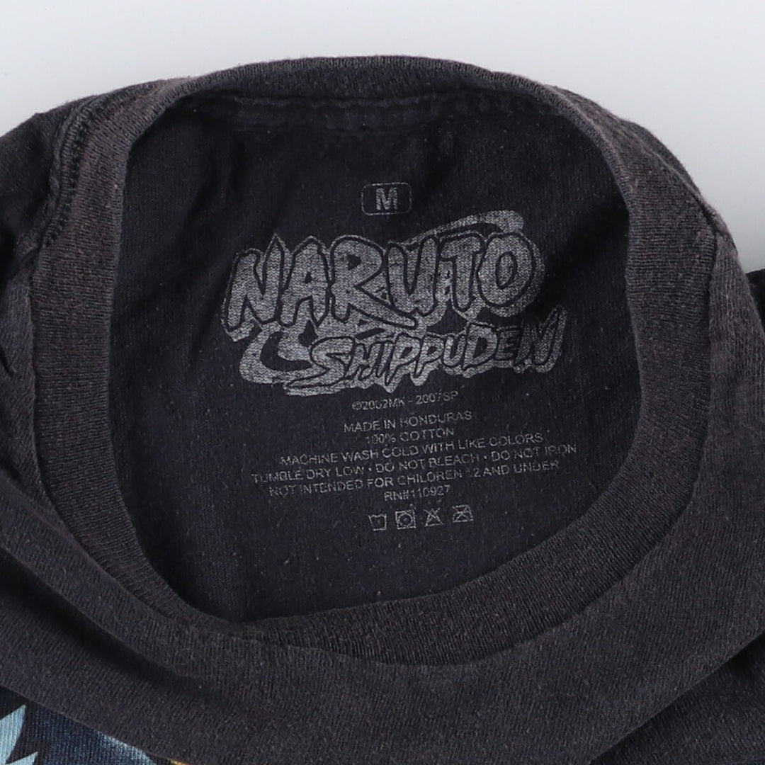 00'S NARUTO SHIPPUDEN Anime Character Print T-Shirt Men's M size cotton black type Vintage Second Hand
