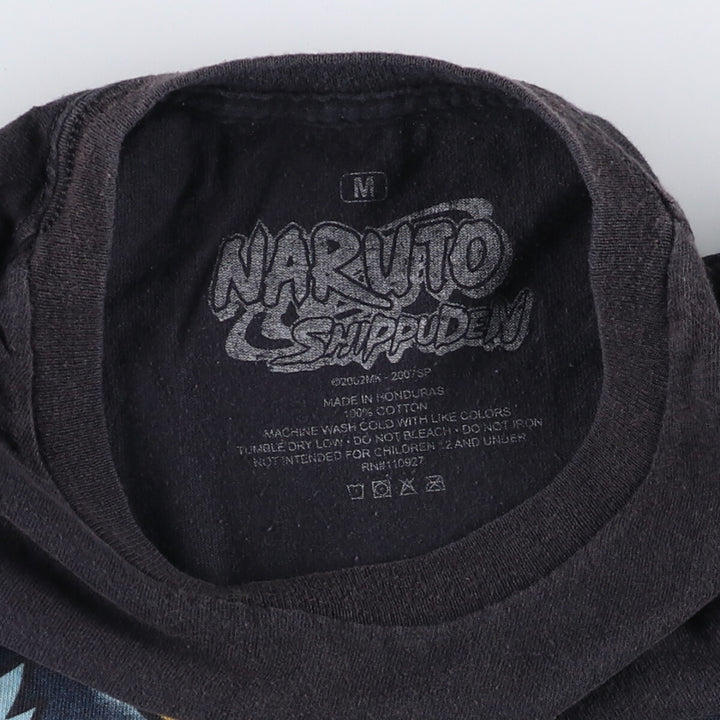 00'S NARUTO SHIPPUDEN Anime Character Print T-Shirt Men's M size cotton black type Vintage Second Hand