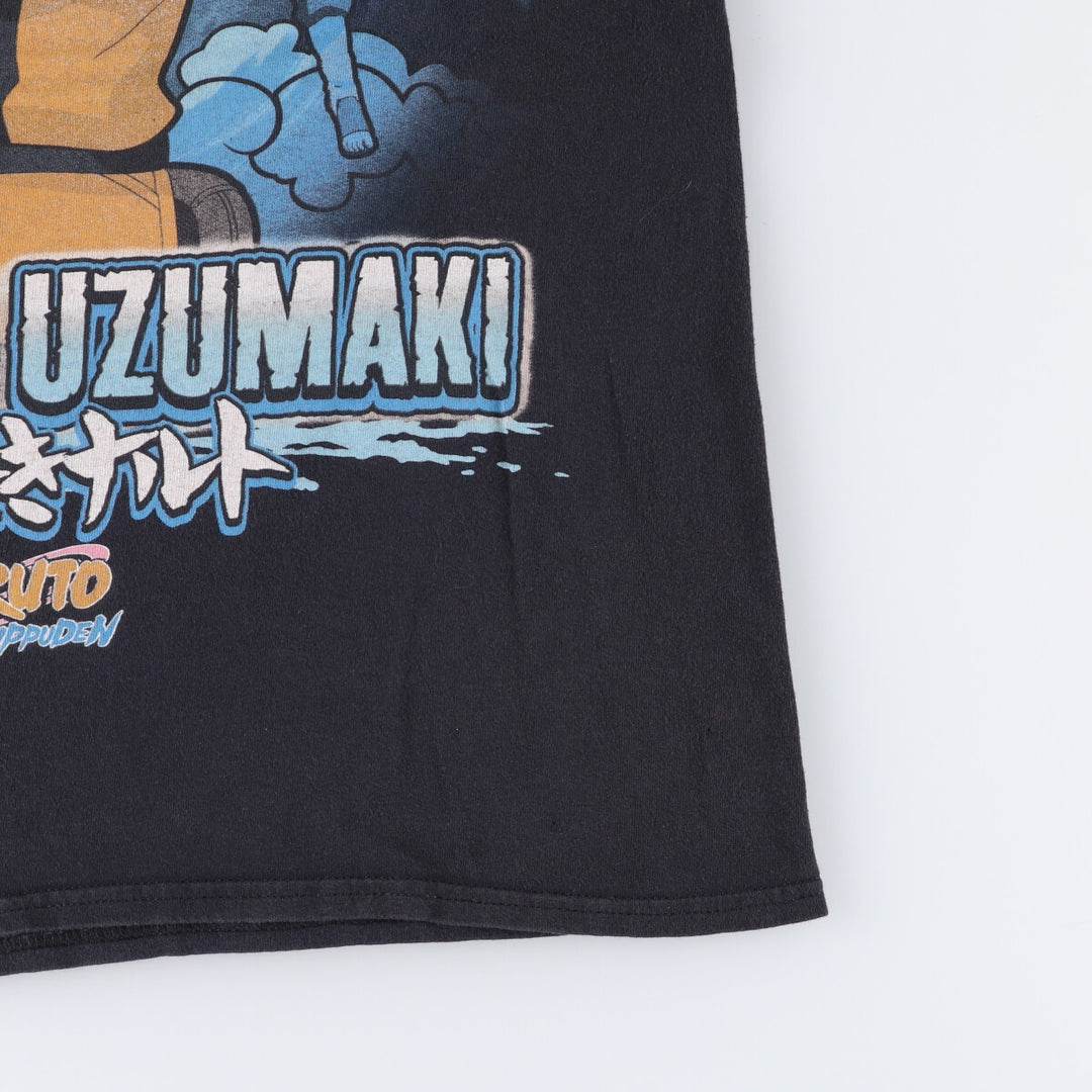 00'S NARUTO SHIPPUDEN Anime Character Print T-Shirt Men's M size cotton black type Vintage Second Hand