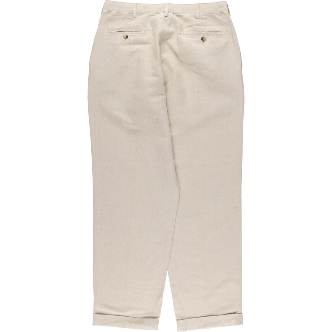 00'S CLUB ROOM Two-pleat linen pants slacks for men, size W33 linen Beige type Vintage Second Hand