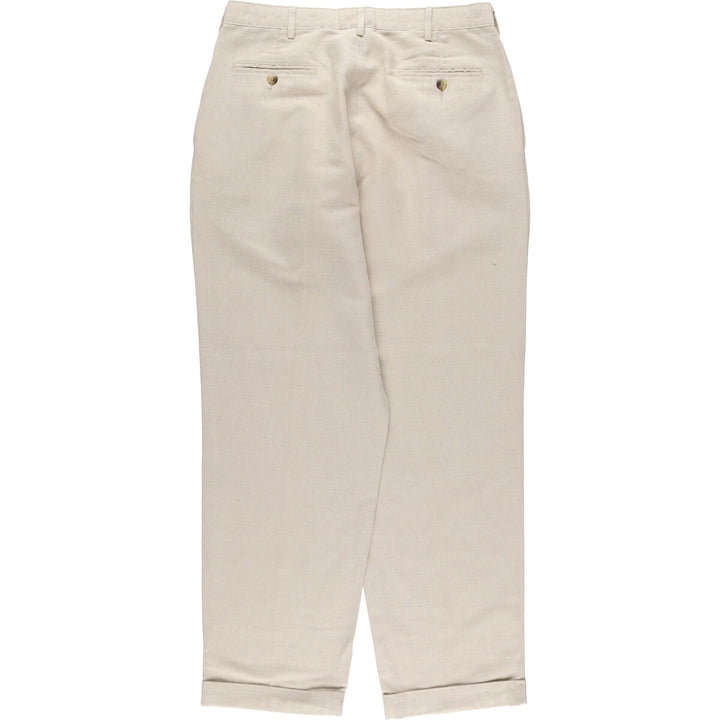 00'S CLUB ROOM Two-pleat linen pants slacks for men, size W33 linen Beige type Vintage Second Hand
